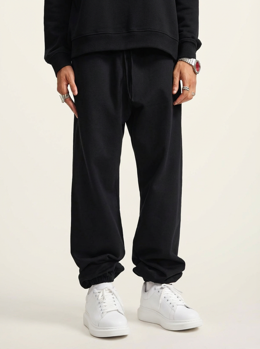 Pantalones deportivos de algodón pesado negros Apollo
