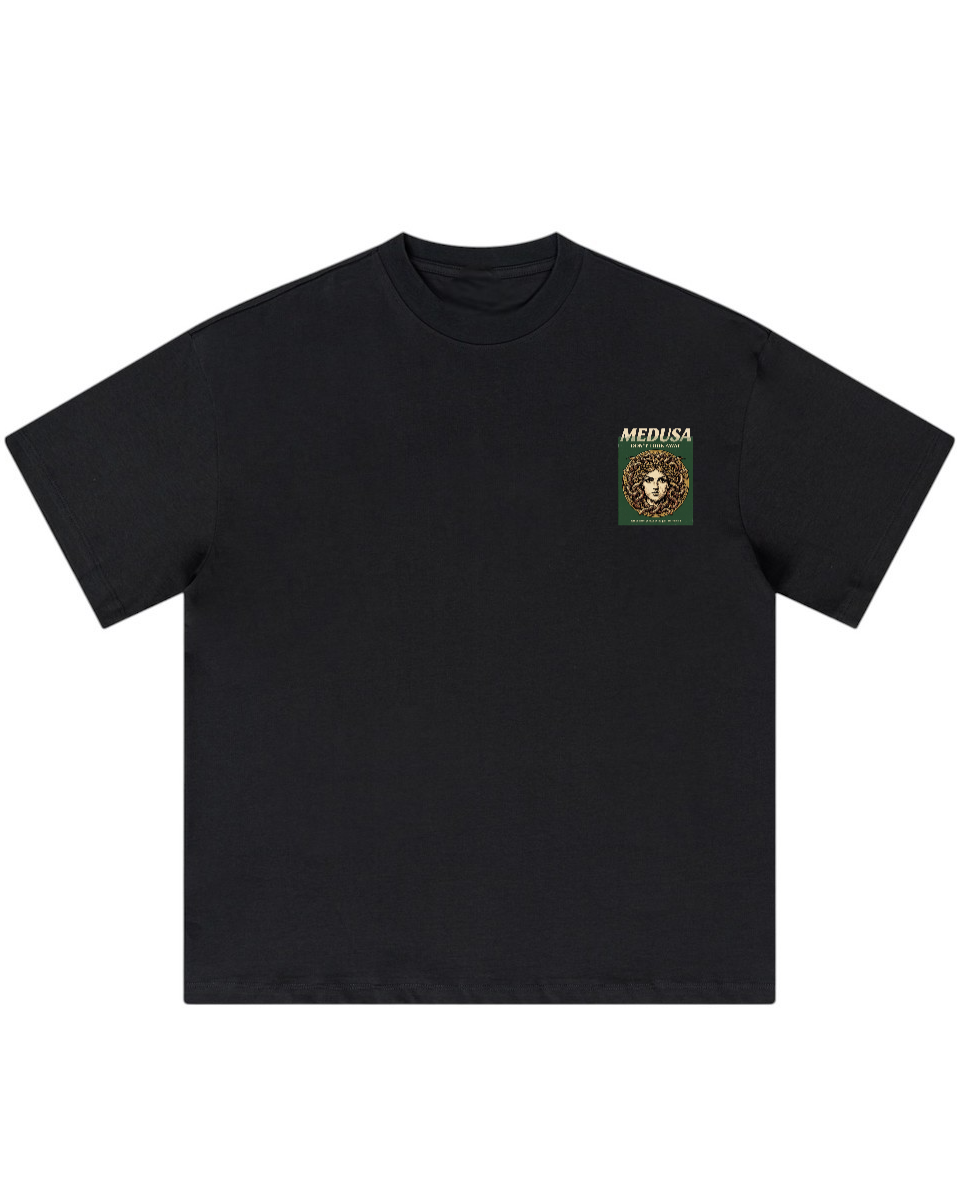 Plain black t-shirt on a white background