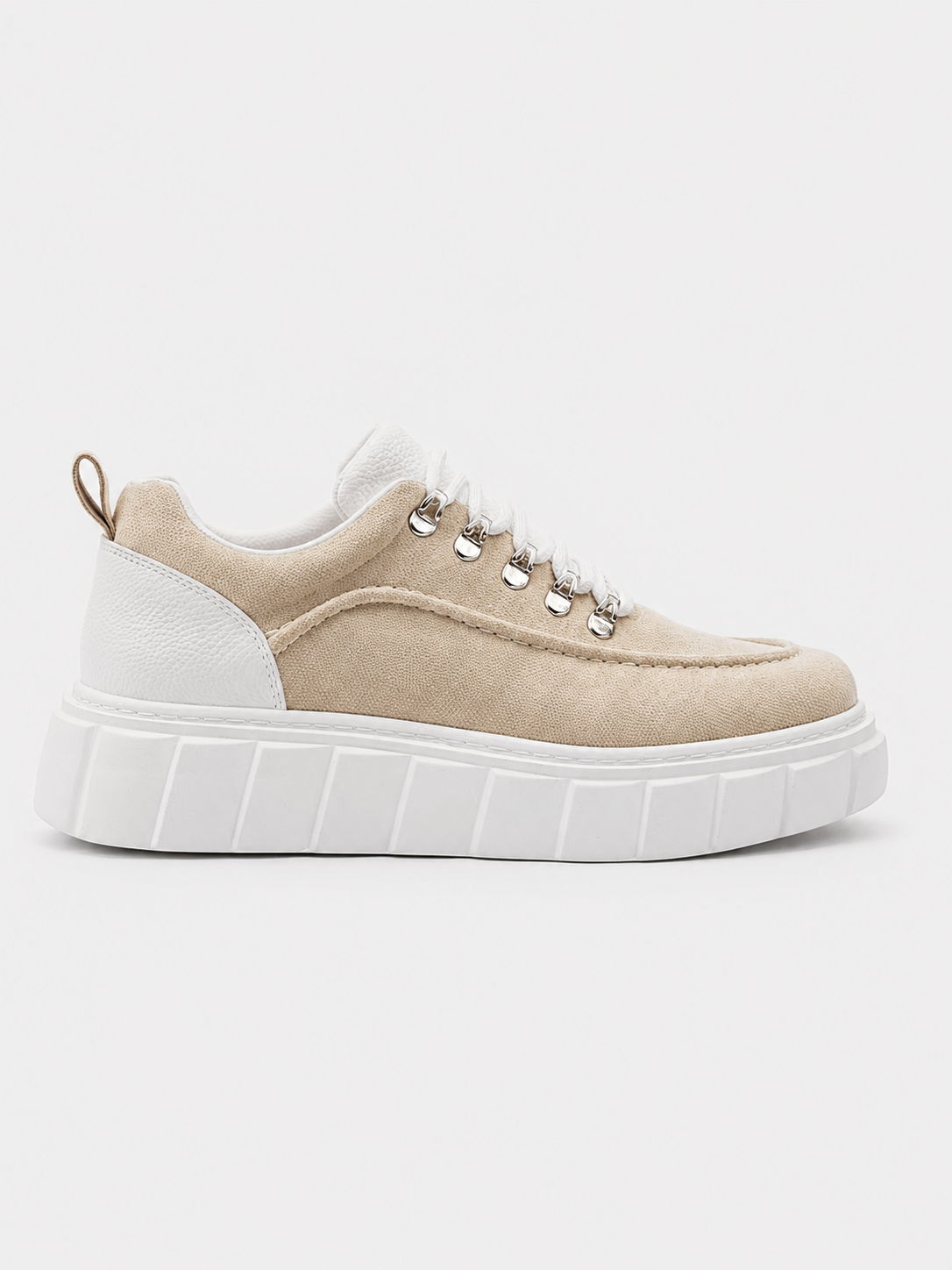 Apollo Moda Men's Vega Ivory beige chunky platform sneaker with metal eyelets, main product photo