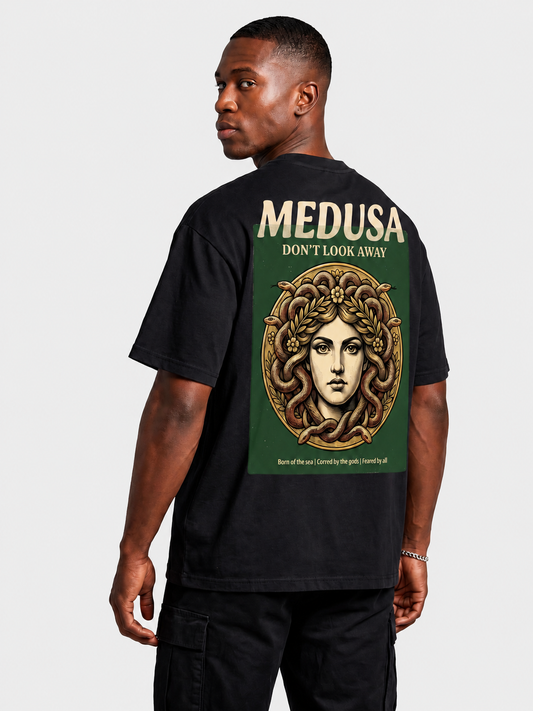 'Medusa Don't Look Away' Oversized Graphic Tee
