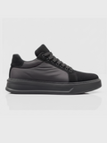 Apollo Moda Men's Titan Eclipse all-black glossy chunky sneaker, main product photo