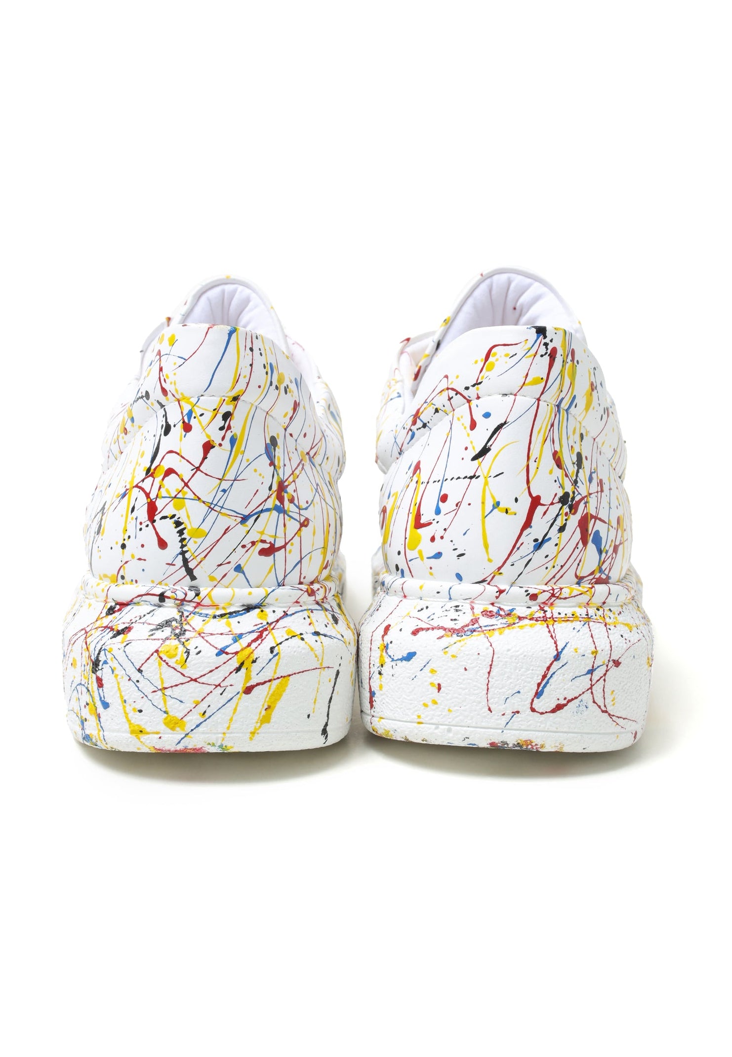 Porto Motion multicolor splatter sneaker by Apollo Moda, third angle