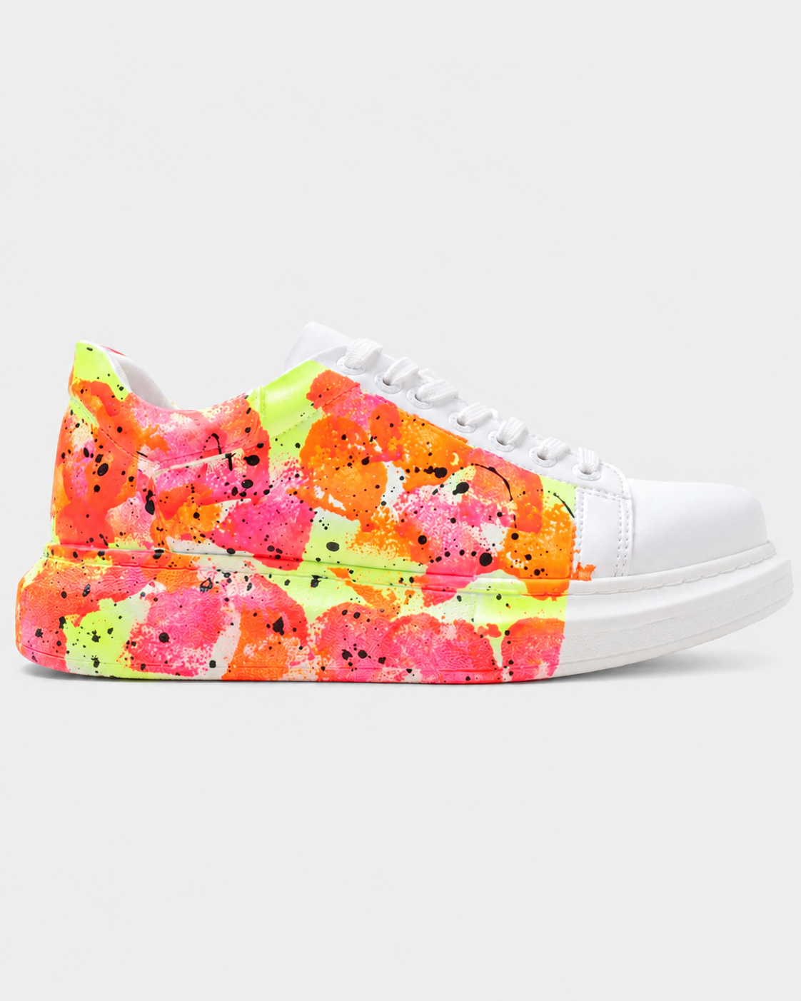 Apollo Moda Men's Urban Pulse Momentum hand-painted red and yellow splatter sneaker, main product photo