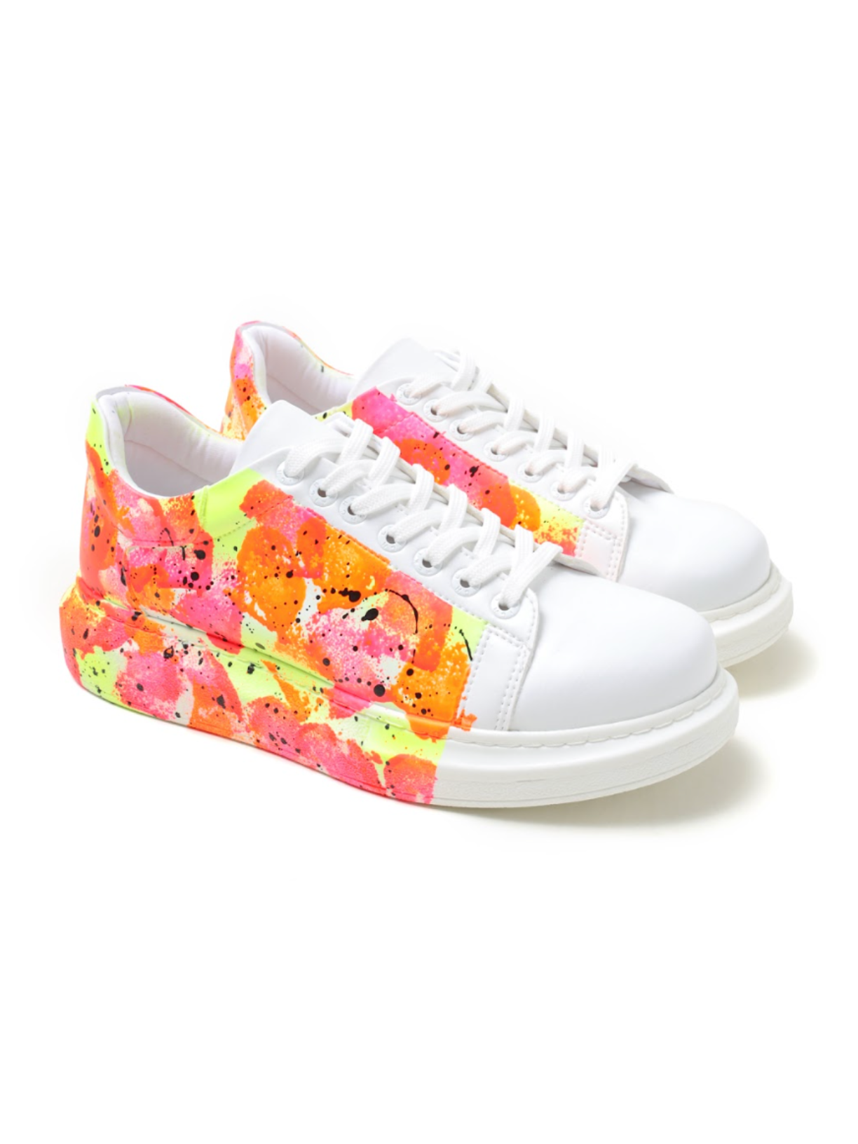 Men's Urban Pulse Momentum red and yellow splatter sneaker by Apollo Moda, fifth angle
