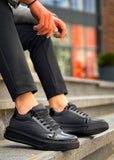 Titan Eclipse glossy black casual sneaker by Apollo Moda, sixth angle