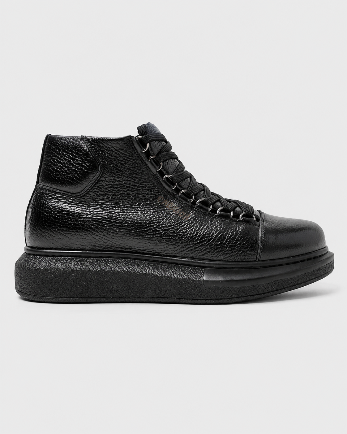 Apollo Moda Men's Kelly Nocturnal Prestige all-black vegan leather high-top sneaker boot, main product photo