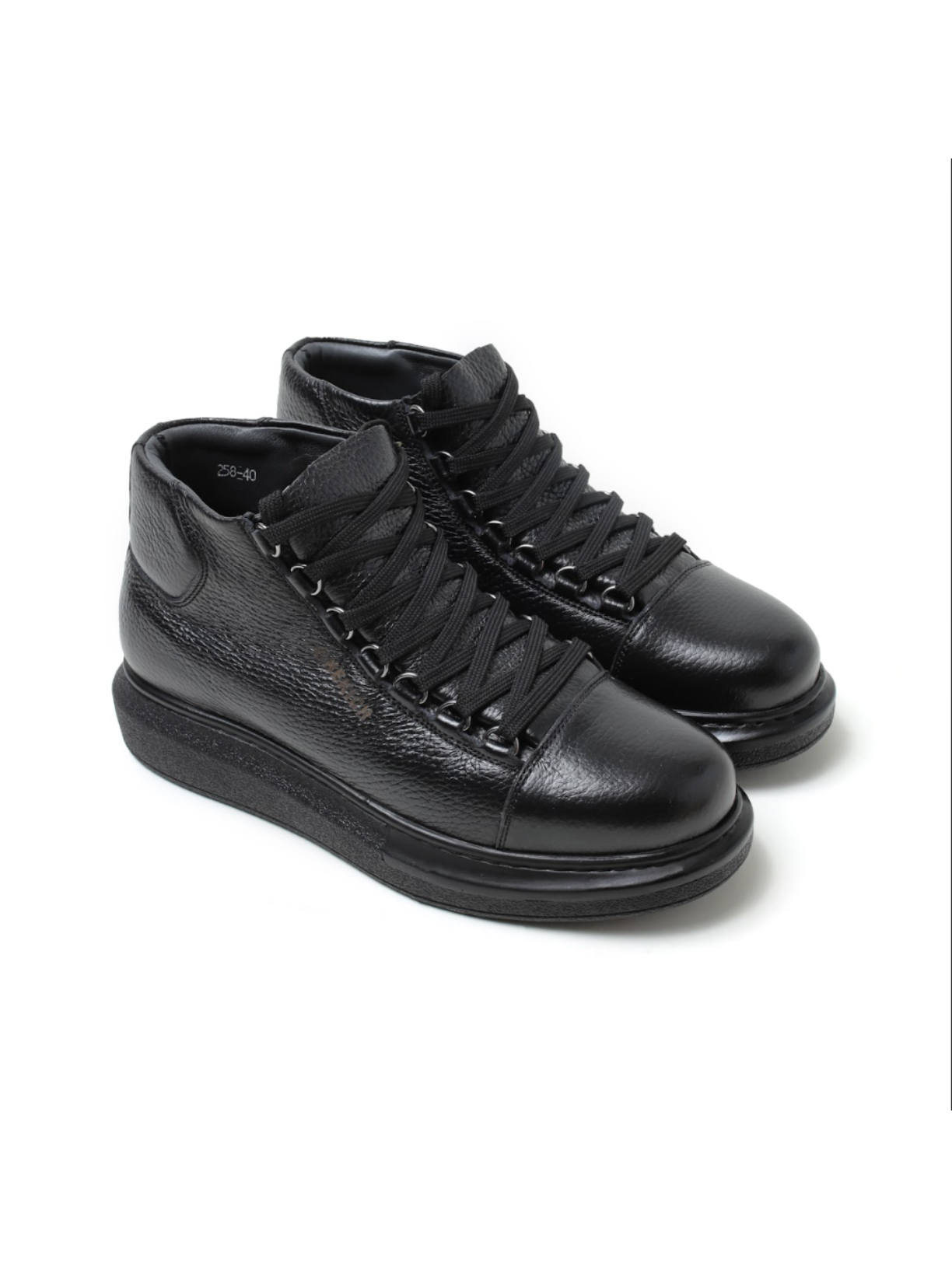 Apollo Moda Kelly Nocturnal Prestige men's high-top sneaker boot in black vegan leather, third angle