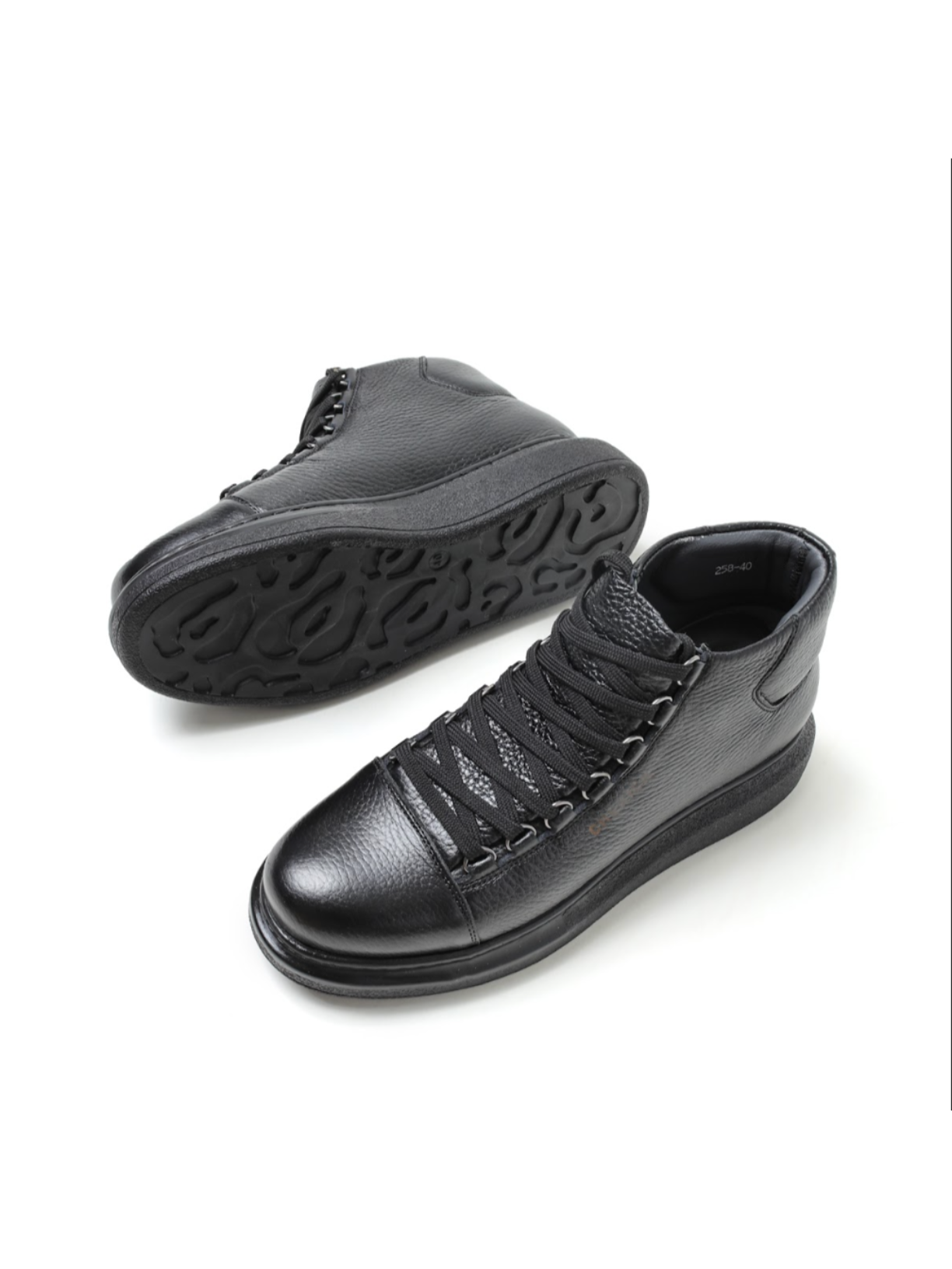 Kelly Nocturnal Prestige black lace-up high-top boot by Apollo Moda, US men's sizes 7-13, fourth angle