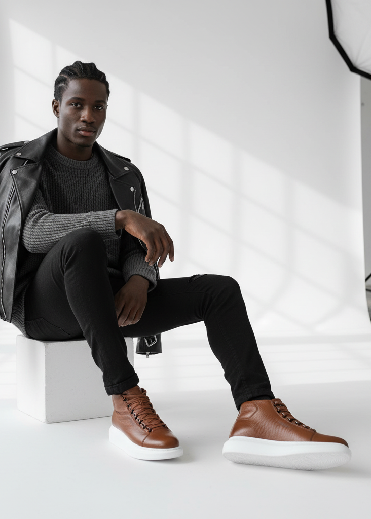 Kelly Rustic Rendezvous by Apollo Moda, men's brown high-top sneaker boot, fifth angle