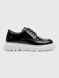 Apollo Moda Men's Vantage Line gloss black elevating sneaker with white sole, main product photo