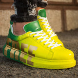 Hand-Painted Customized Sneakers for Men by Apollo Moda | Genova "FREE" Yellow/Green