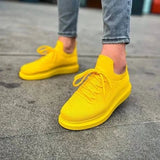 Low Top Knitted Casual Sneakers for Men by Apollo Moda | Torino Golden Radiance