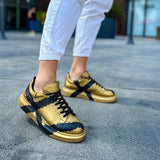 Hand-Painted Customized Sneakers for Women by Apollo Moda | Genova Gold & Black