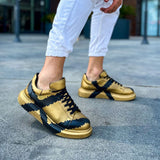 Hand-Painted Customized Sneakers for Men by Apollo Moda | Genova Gold & Black