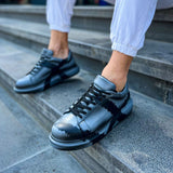 Hand-Painted Customized Sneakers for Men by Apollo Moda | Lisbon Grey & Black