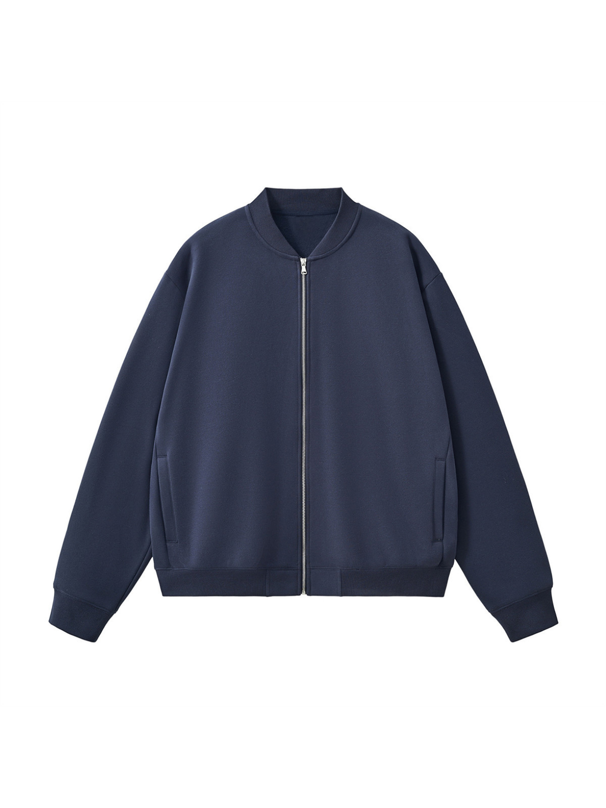 Apollo Navy Fleece Zip-Up Baseball Jacket