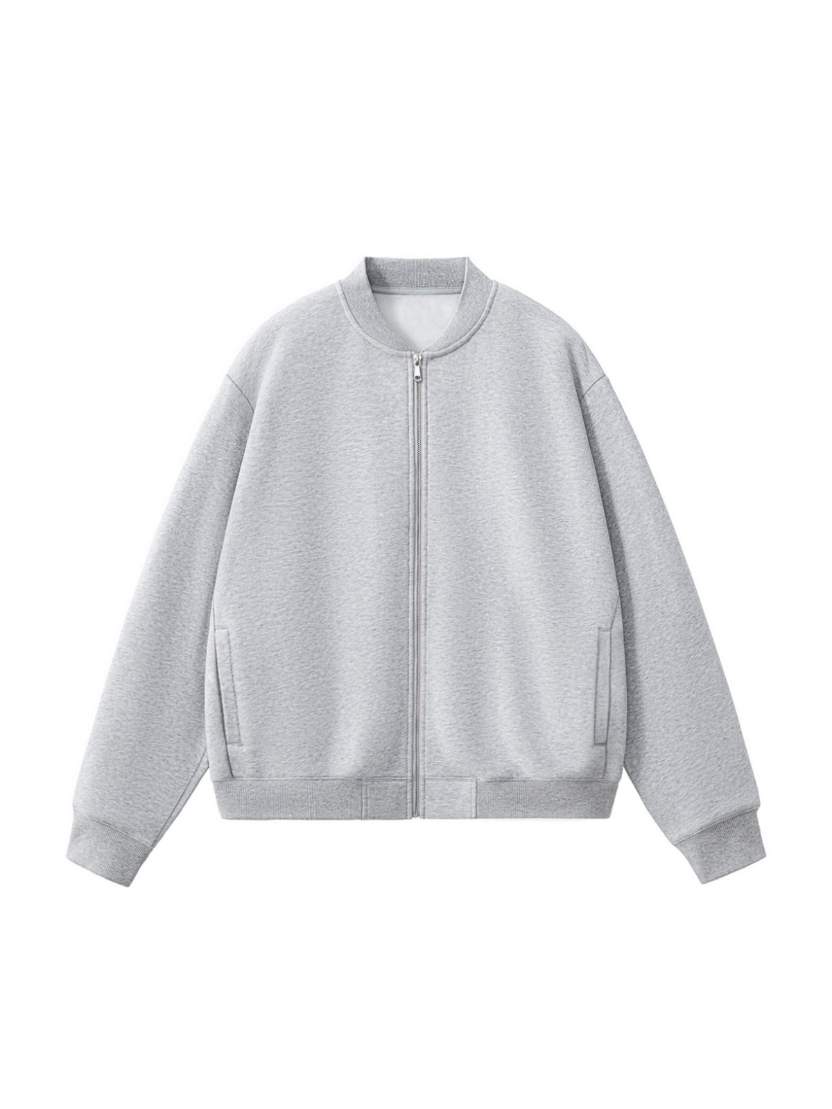 Apollo Grey Fleece Zip-Up Baseball Jacket