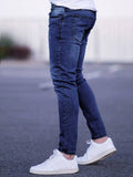 Men Bleach Wash Cat Scratch Skinny Jeans