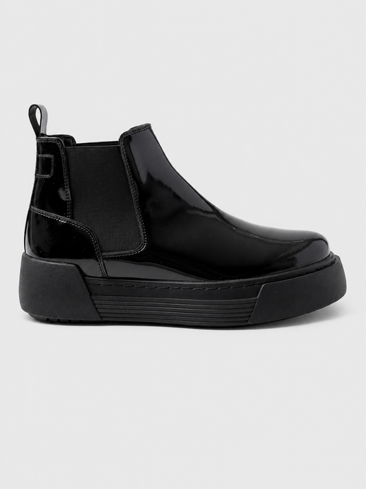 Avalon Patent Onyx Chelsea boot in black patent by Apollo Moda