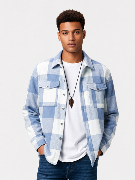 Men's Pocket Plaid Jacket