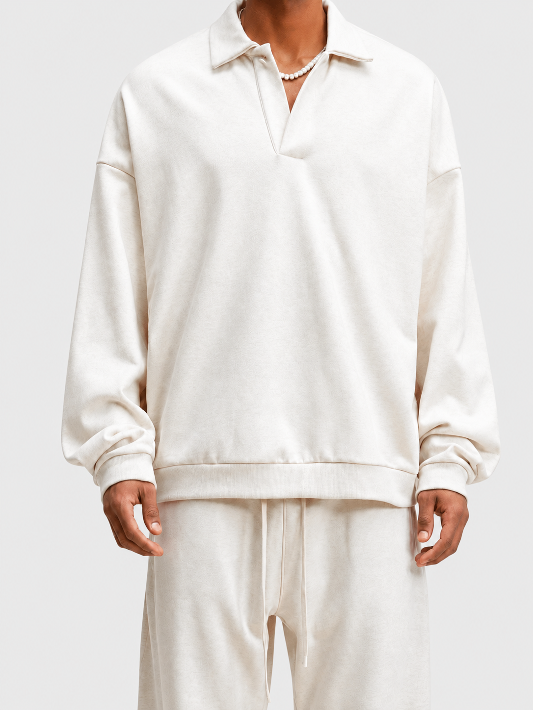 Half-Placket Polo Collar Oversized Sweatshirt