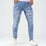 Men Cotton Ripped Frayed Skinny Jeans