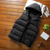 Men Zip Up Sleeveless Hooded Puffer Coat