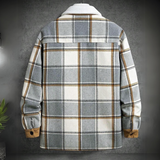 Men's Plaid Patched Pocket Drop Shoulder Overcoat