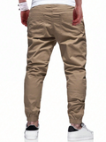 Pantalones cargo de hombre con bolsillo lateral en el dobladillo con cordón