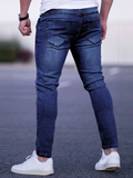 Men Bleach Wash Cat Scratch Skinny Jeans