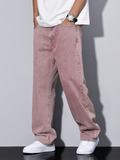 Loose Men Slant Pocket Straight Leg Jeans