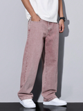 Loose Men Slant Pocket Straight Leg Jeans