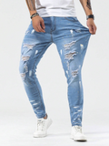 Jean skinny déchiré délavé pour homme