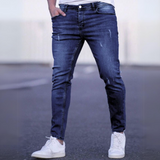 Men Bleach Wash Cat Scratch Skinny Jeans