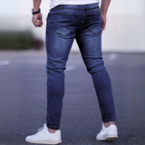 Men Bleach Wash Cat Scratch Skinny Jeans