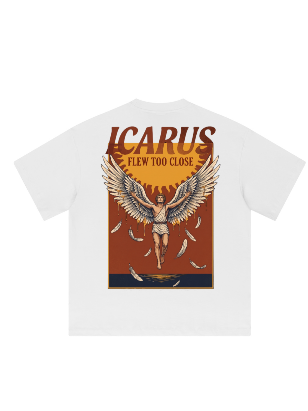 Camiseta gráfica oversize Ícaro Voló Demasiado Cerca