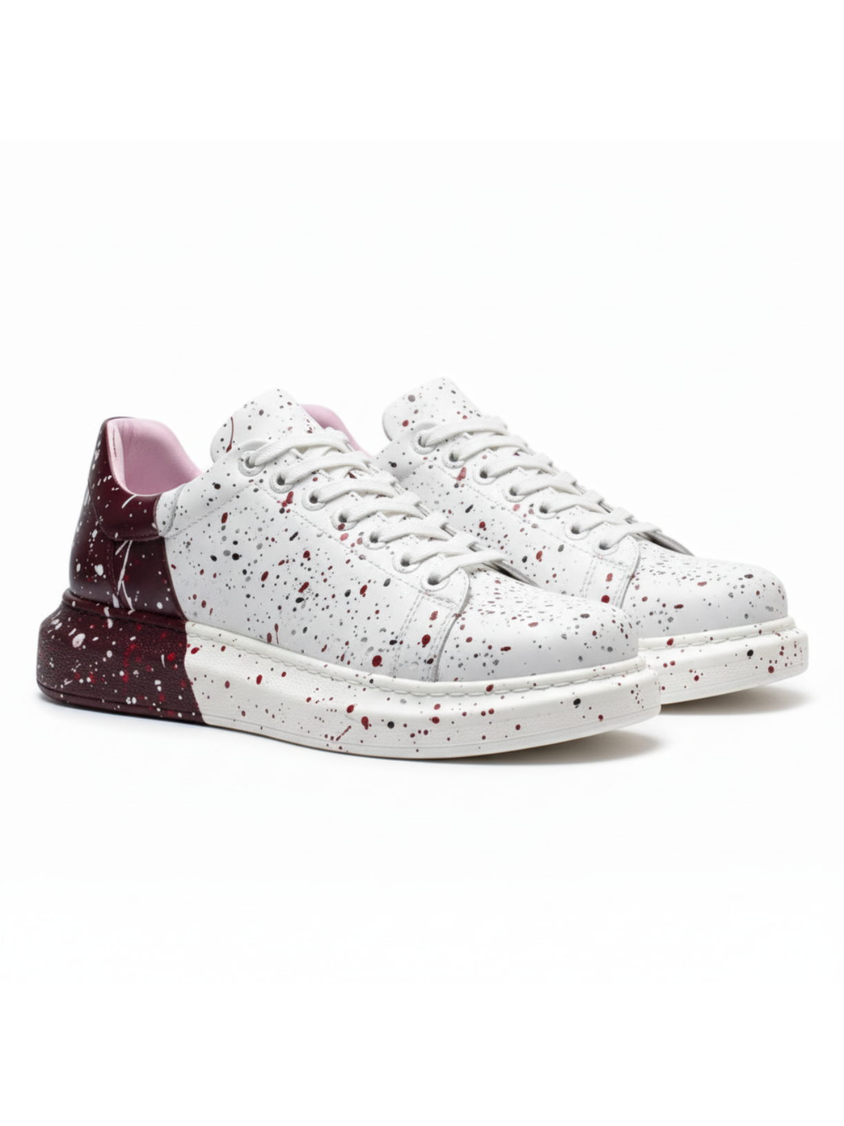 Color Wave Bi-Color Beat hand-painted vegan leather sneaker by Apollo Moda, third angle