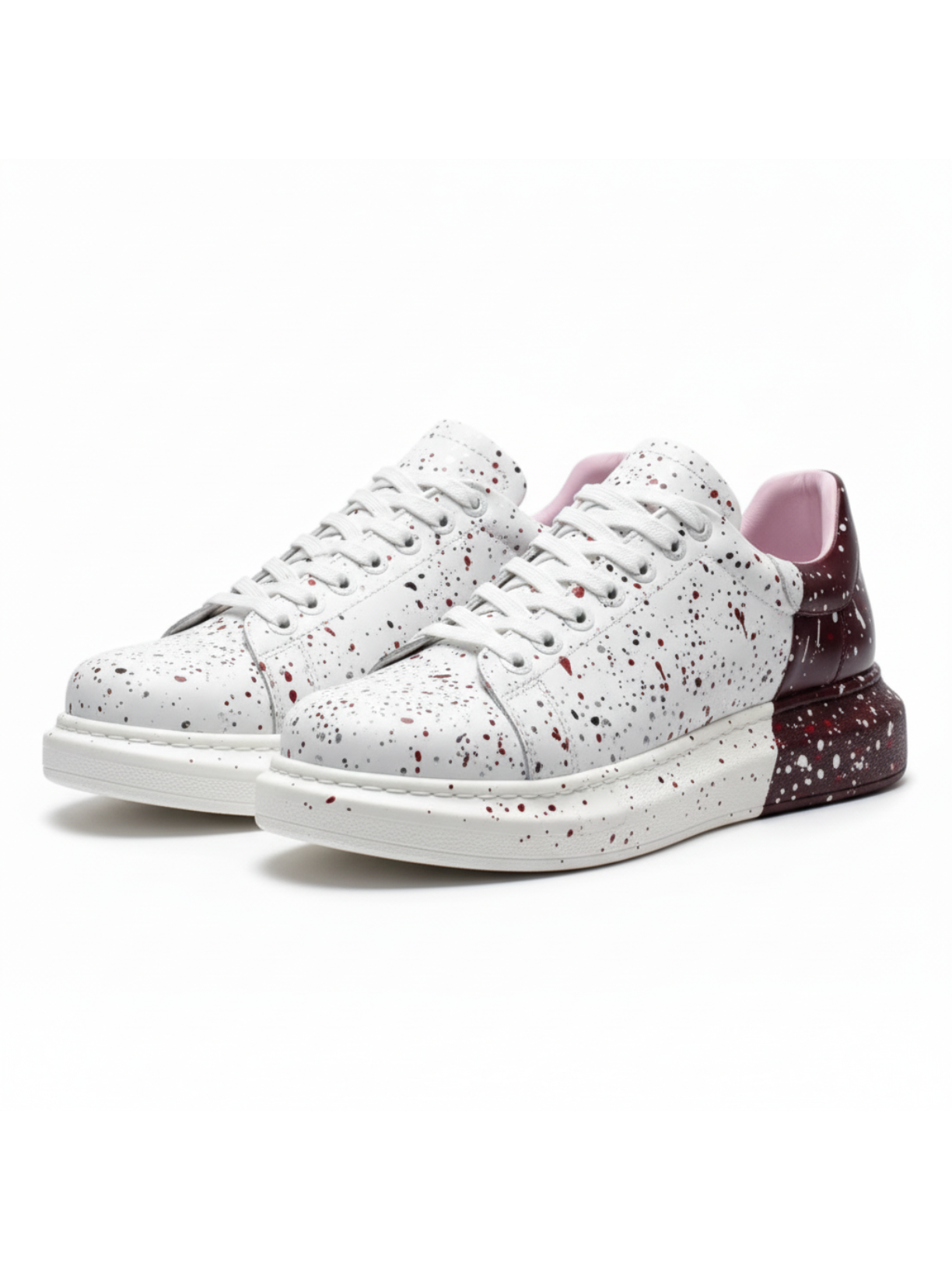 Apollo Moda men's Color Wave Bi-Color Beat splatter sneaker with platform sole, fourth angle