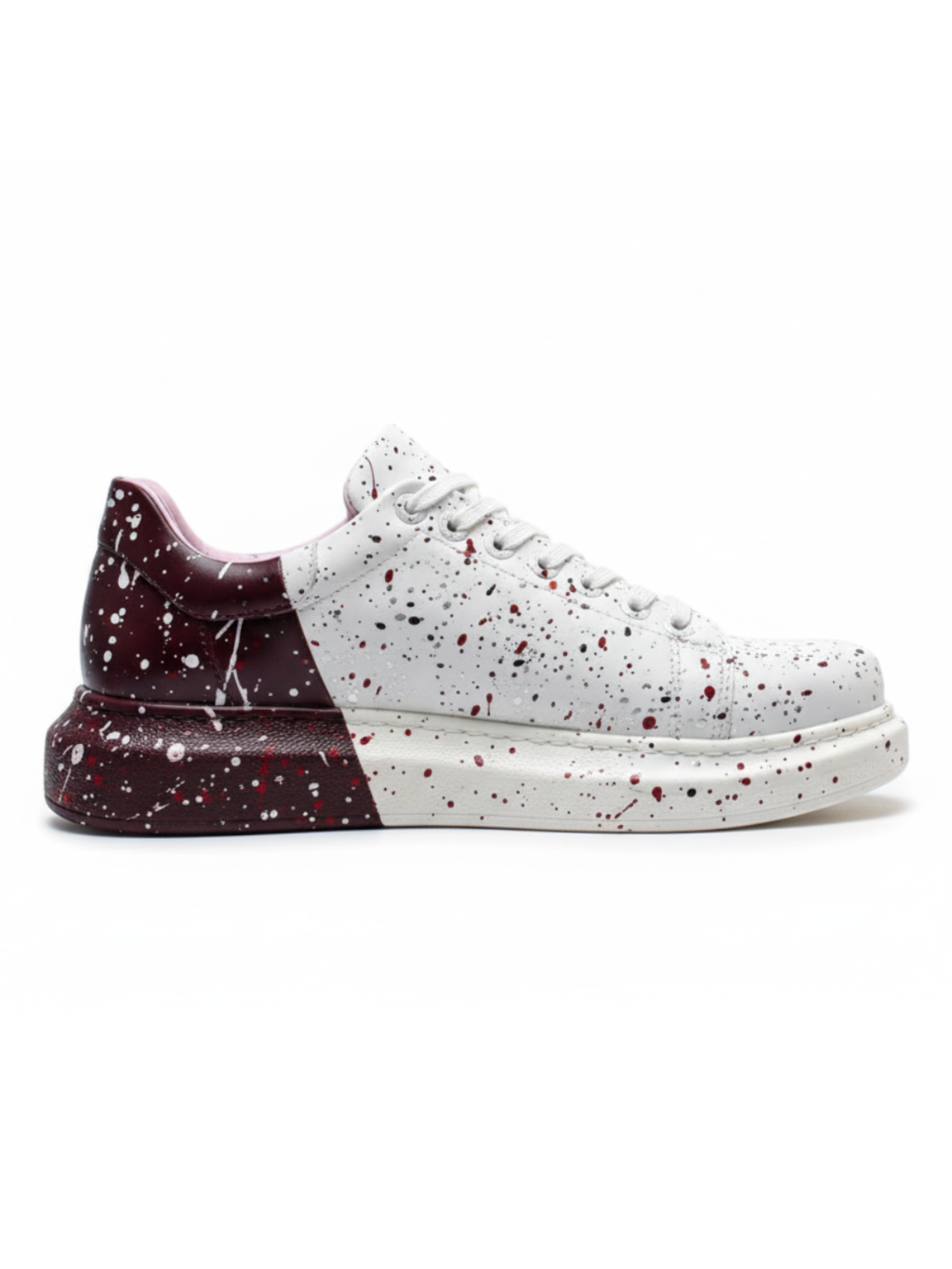 Color Wave Bi-Color Beat hand-painted splatter sneaker by Apollo Moda, sixth angle