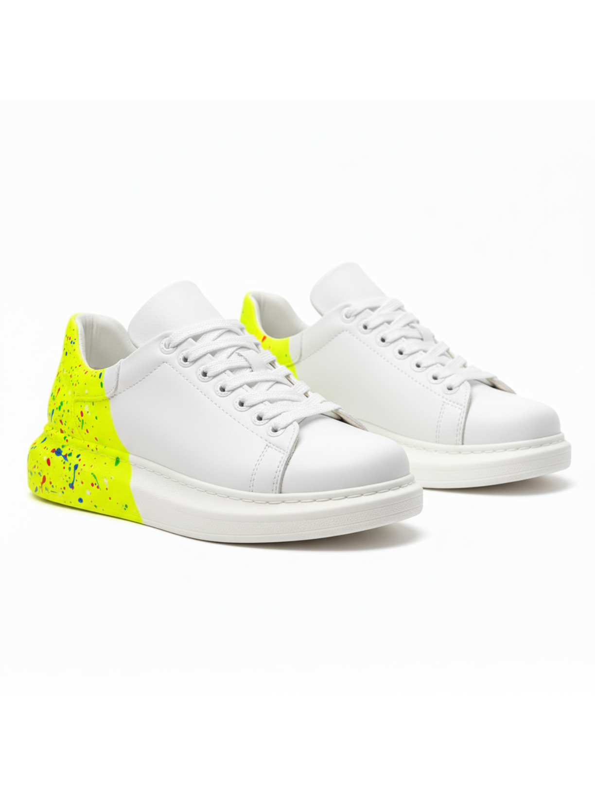 Color Wave Dual Tone Flow hand-painted vegan leather sneaker by Apollo Moda, third angle