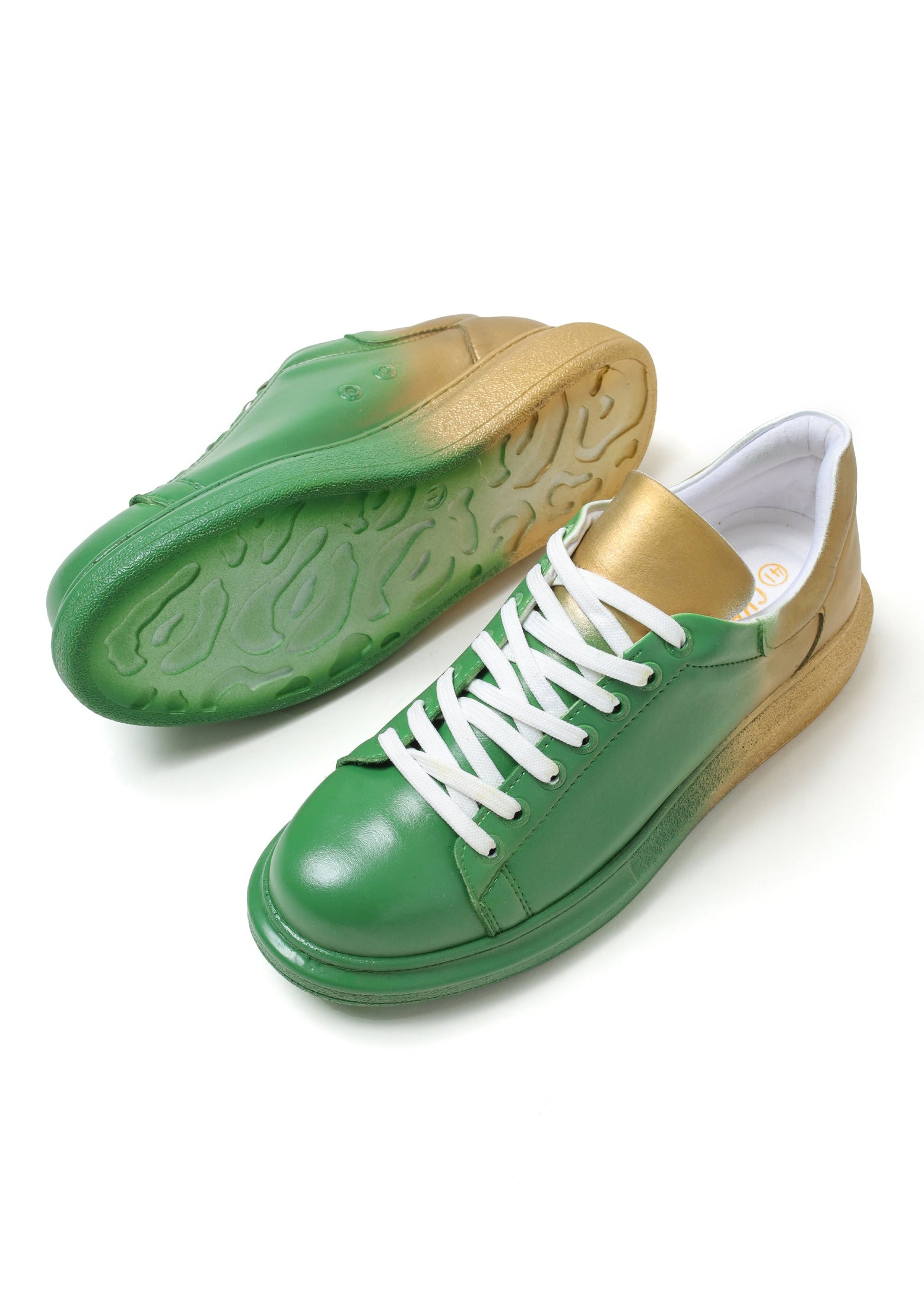 Men's Color Wave Twilight Fusion green and gold custom sneaker by Apollo Moda, fifth angle