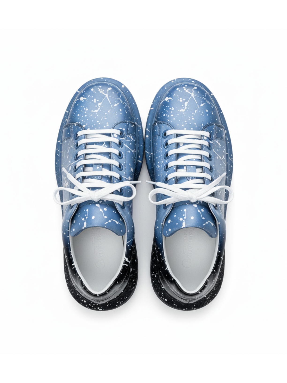 Apollo Moda men's Color Wave Two-Tone Pulse splatter sneaker with platform sole, fourth angle