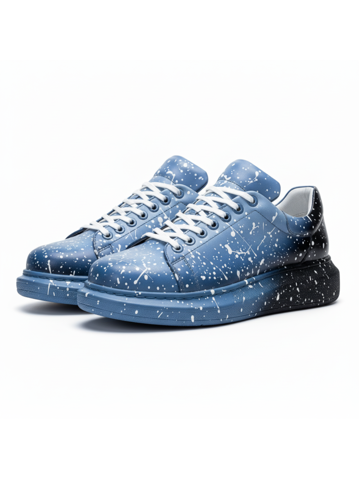 Men's Color Wave Two-Tone Pulse black and blue custom sneaker by Apollo Moda, fifth angle