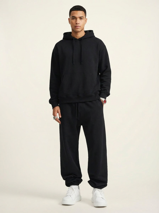 Pantalones deportivos de algodón pesado negros Apollo