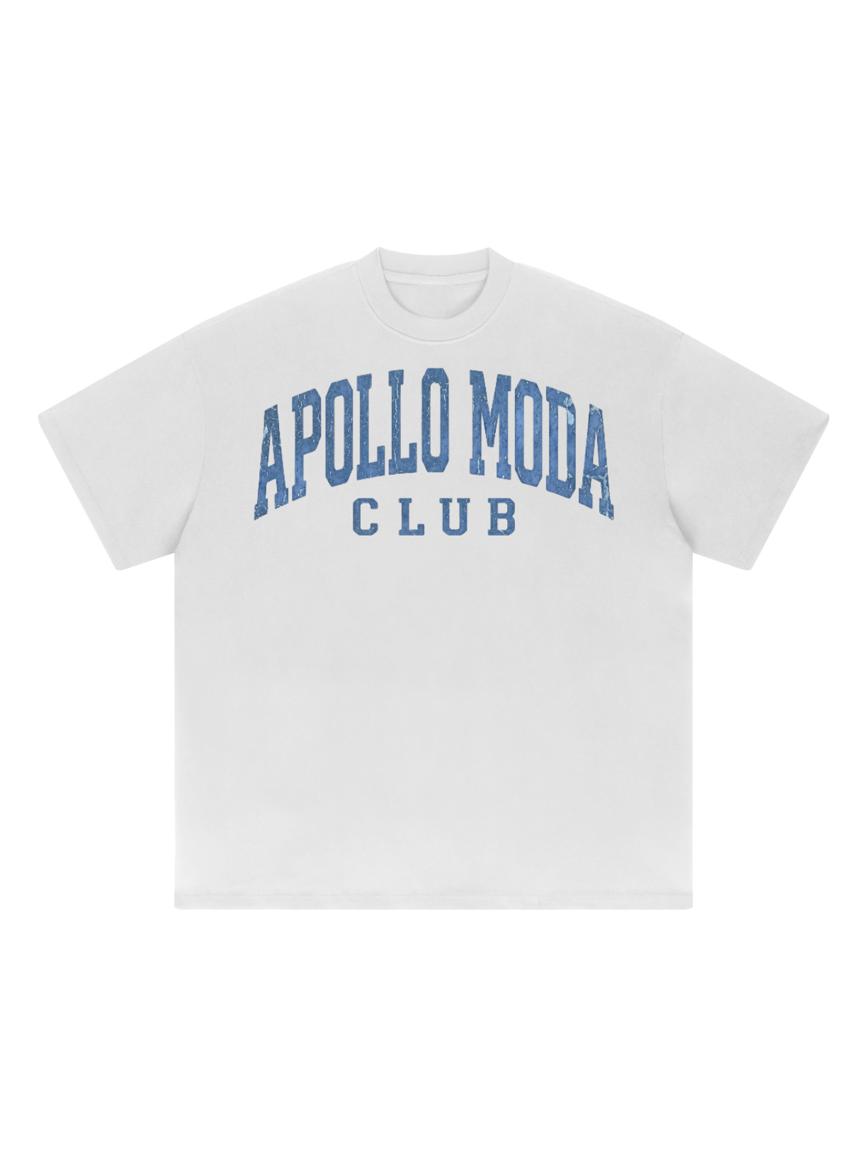 Club oversized collegiate graphic tee in white by Apollo Moda, view 2