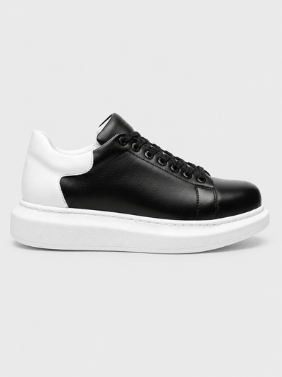 Pluto X low-top casual sneaker in black and white by Apollo Moda