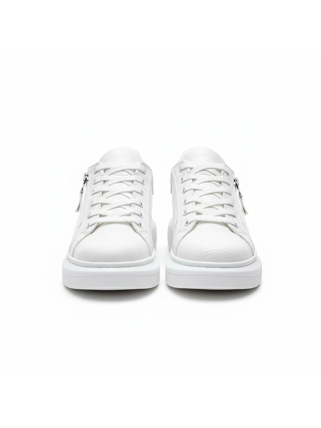 Aether Blanc white crocodile-textured casual sneaker by Apollo Moda, fourth angle