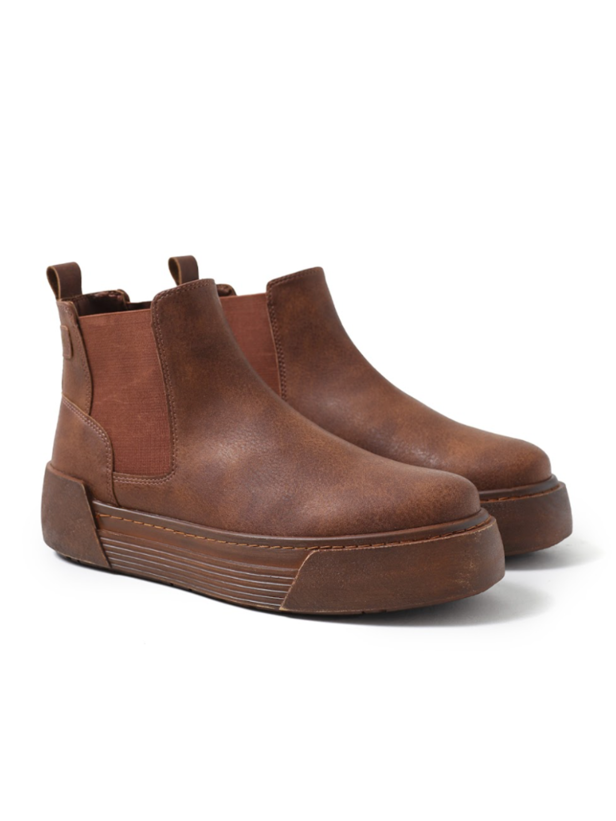 Men's Avalon Light Brown by Apollo Moda, tan Chelsea boot with elevating platform sole, third angle