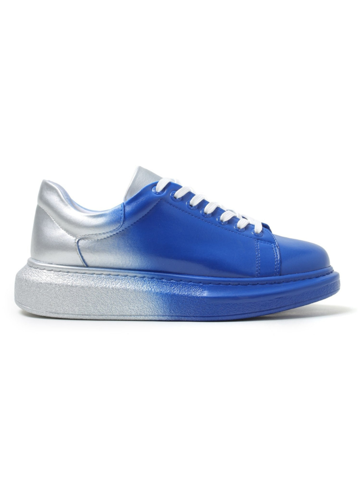 Color Wave Duo Dynamics blue and silver gradient sneaker by Apollo Moda, fifth angle