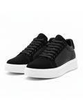 Men's Genesis Shadow by Apollo Moda, black sneaker with white sole, third angle
